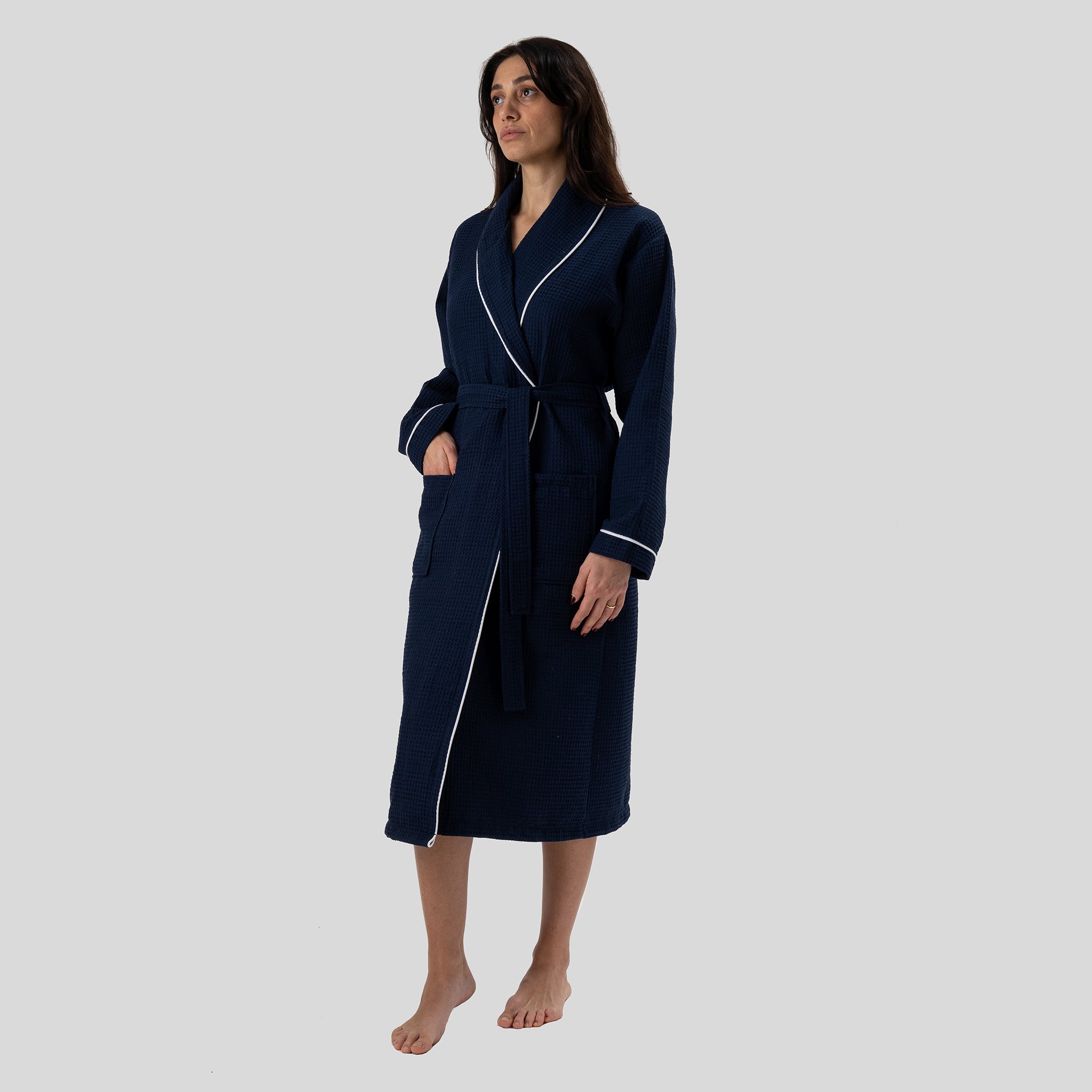 Naturelia Waffle Robe & Towel Couple Set (4-Piece)