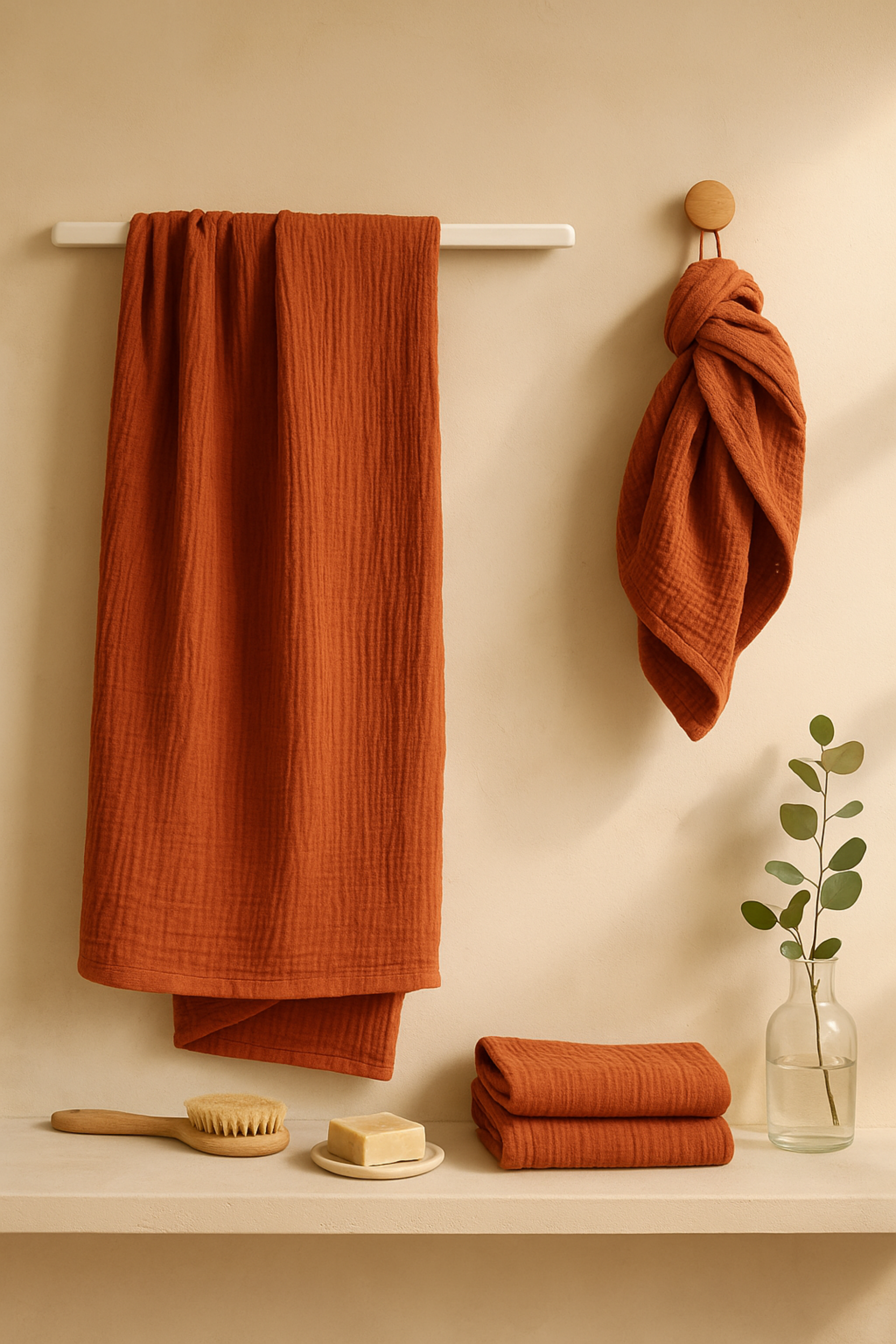 Arven Muslin Turkish Cotton 2-Piece Red Towel Set