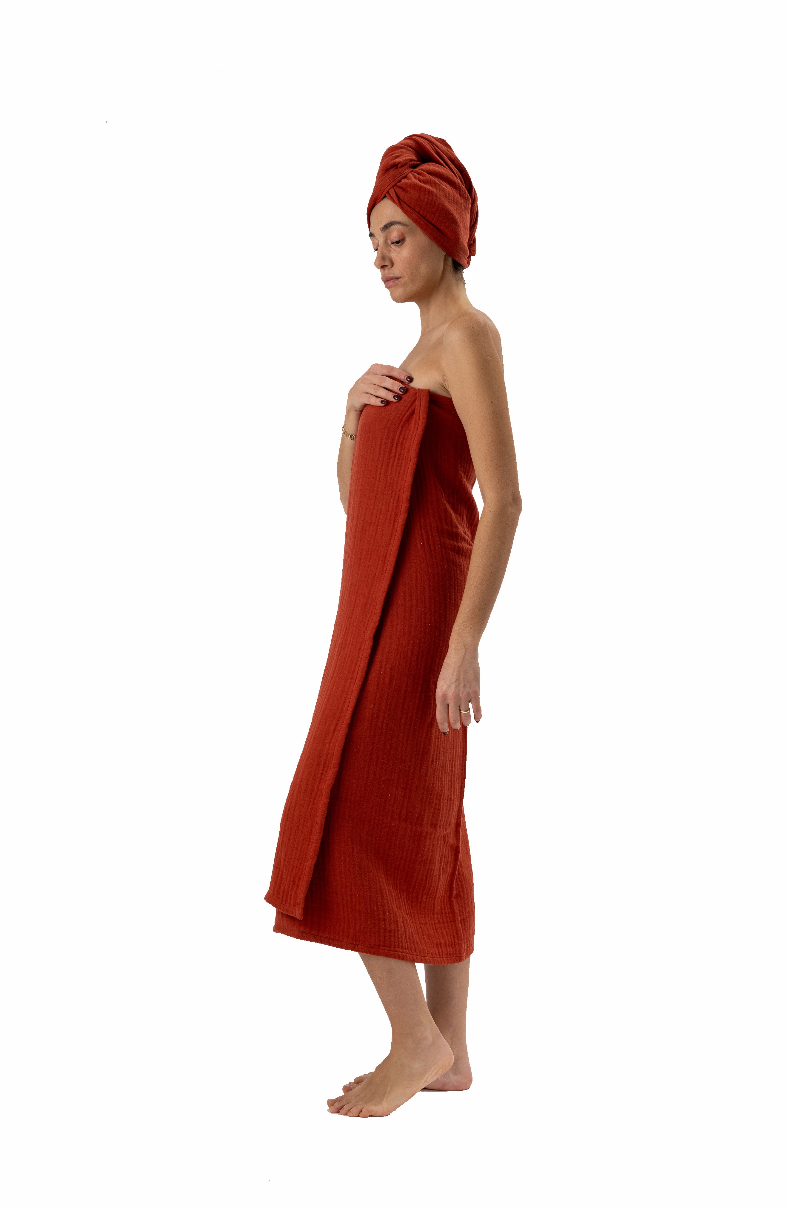 Arven Muslin Turkish Cotton 2-Piece Red Towel Set