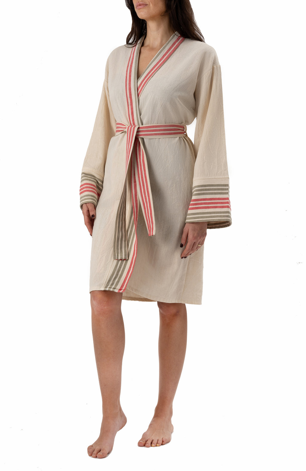 Lunara Turkish Cotton Buldana Style Long Red Kimono