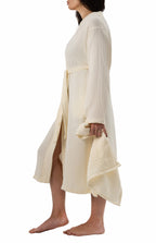 Maren Muslin Bathrobe with Hair Towel Set 100% Turkish Cotton - Ecru