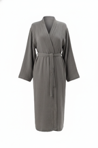 Maren Muslin Bathrobe Set with Hair Towel 100% Organic Turkish Cotton - Gray