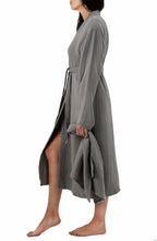 Maren Muslin Bathrobe Set with Hair Towel 100% Organic Turkish Cotton - Gray