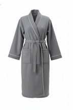 Naturelia Turkish Cotton Blend Waffle Bathrobe 2 Piece Set with Hair Towel – Grey