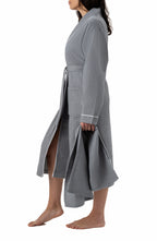 Naturelia Turkish Cotton Blend Waffle Bathrobe 2 Piece Set with Hair Towel – Grey