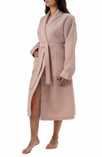 Naturelia  Turkish Cotton Blend Waffle Bathrobe 2-Piece Set with Hair Towel – Blush Pink