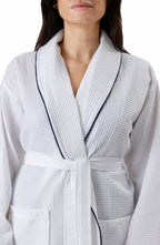Naturelia Waffle Bathrobe 2 Piece Set with Hair Towel – White Turkish Cotton Blend