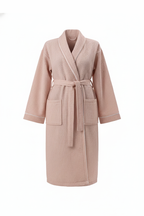 Naturelia  Turkish Cotton Blend Waffle Bathrobe 2-Piece Set with Hair Towel – Blush Pink