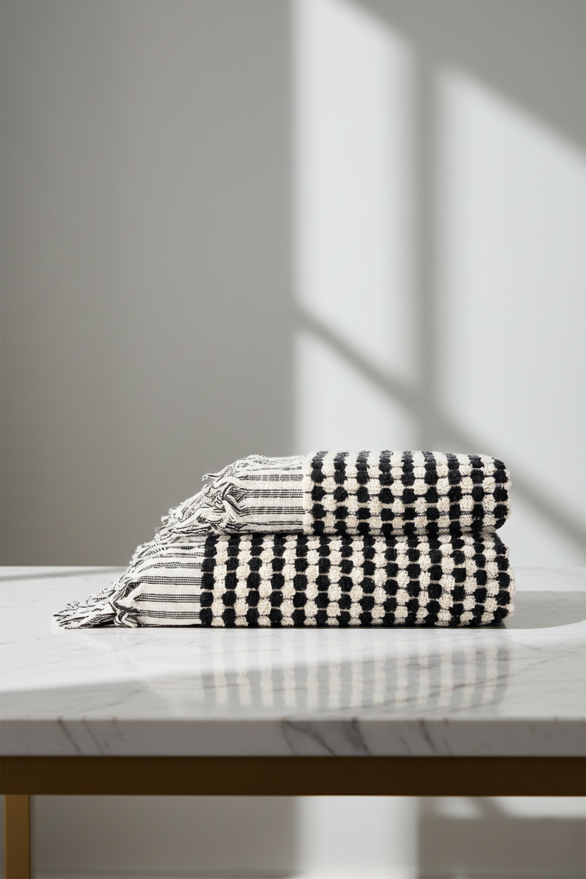 Heritage Loom Modern Luxe Bath Duo -  Black & White