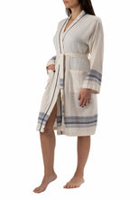 Tuluna Collection Turkish Cotton Peshtemal Bathrobe 100% Cotton - Navy Blue