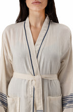 Tuluna Collection Turkish Cotton Peshtemal Bathrobe 100% Cotton - Navy Blue