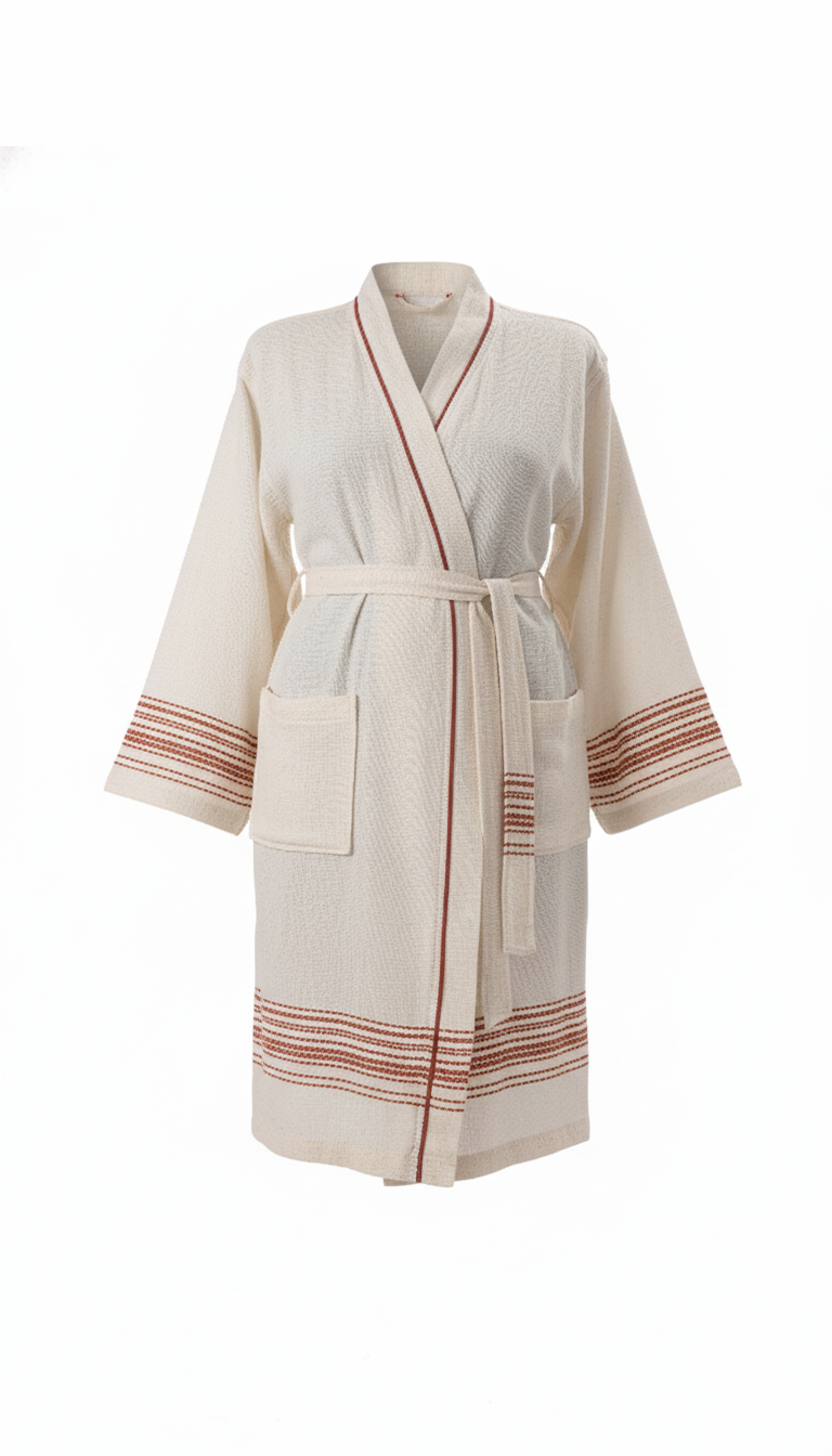 Tuluna Collection Turkish Cotton Peshtemal Bathrobe 100% Cotton - Terracotta