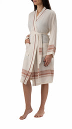 Tuluna Collection Turkish Cotton Peshtemal Bathrobe 100% Cotton - Terracotta