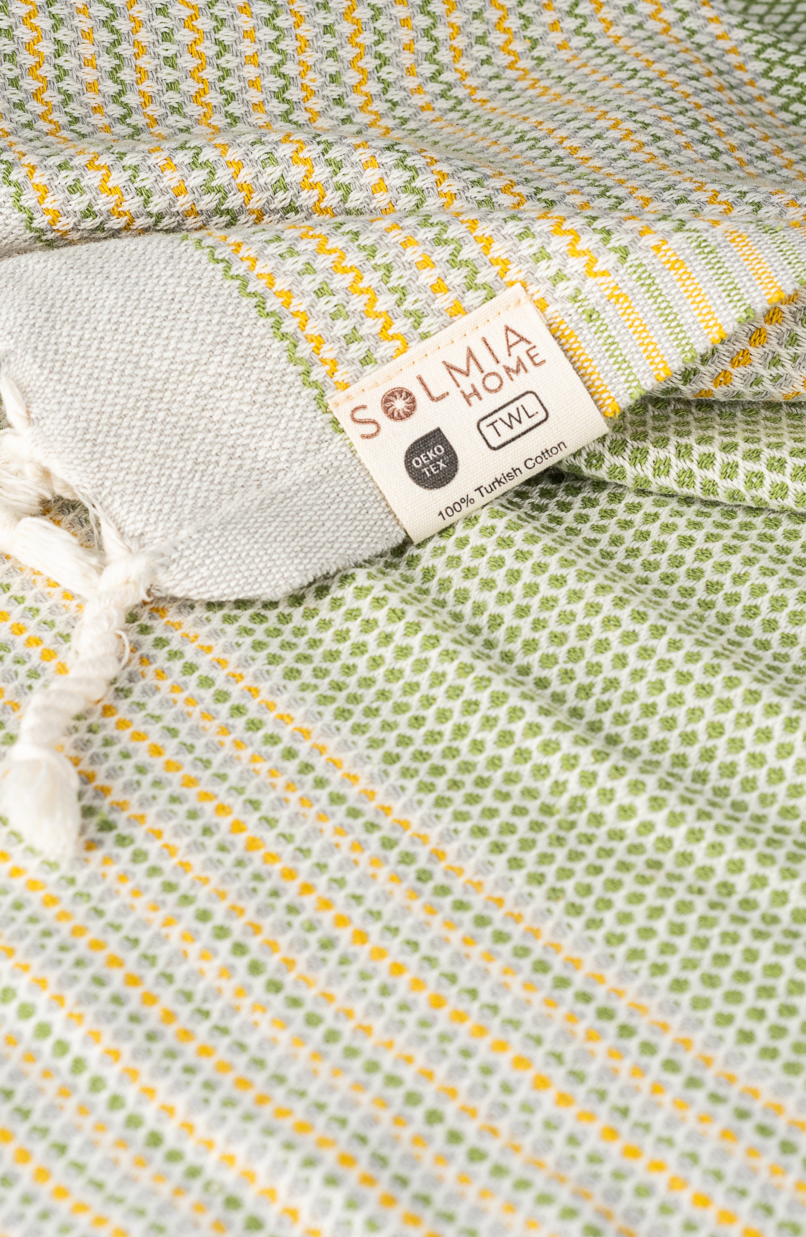 Turco Peshtemal and Hand Towel Set %100 Turkish Cotton - Green