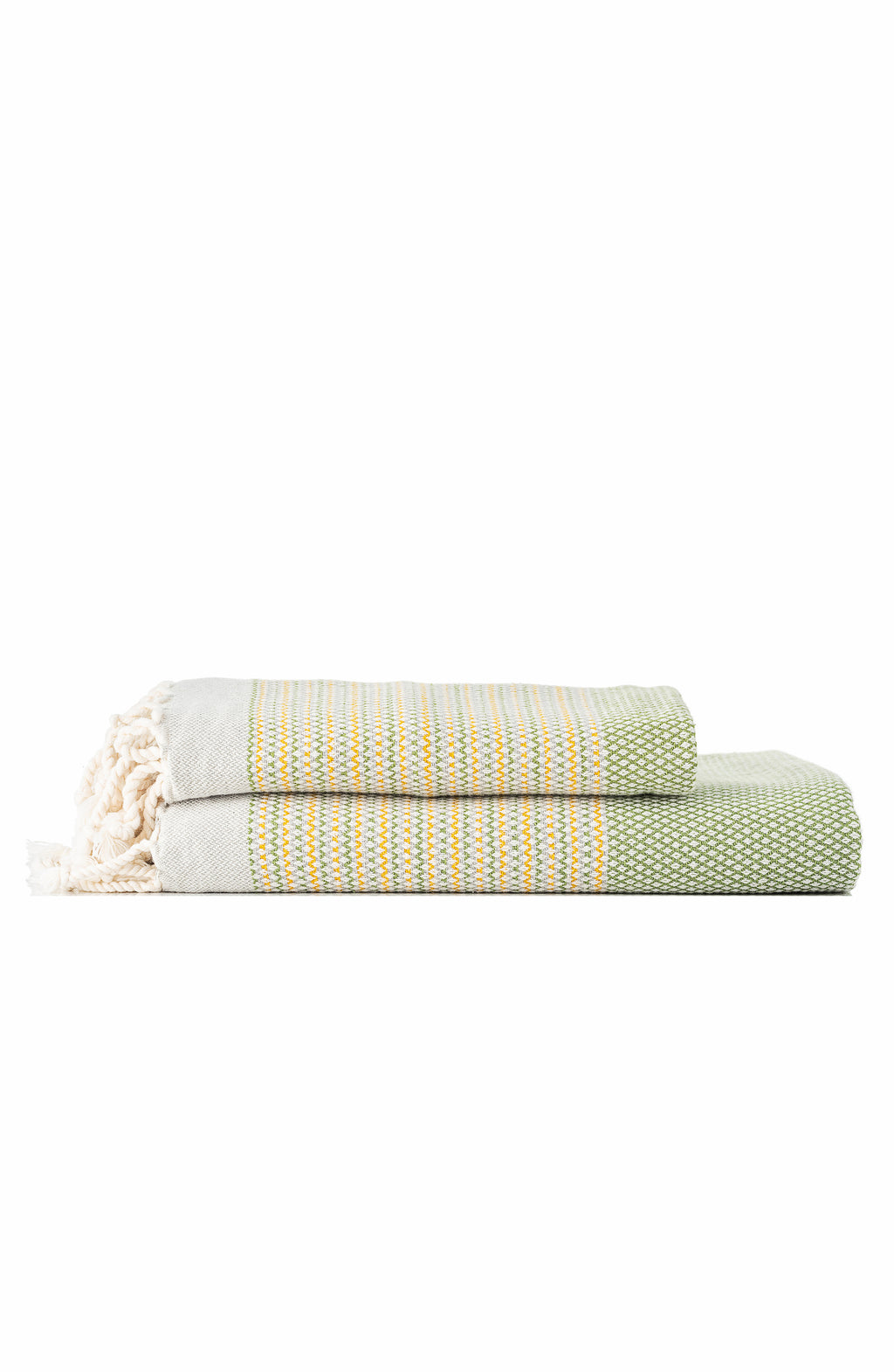 Turco Peshtemal and Hand Towel Set %100 Turkish Cotton - Green