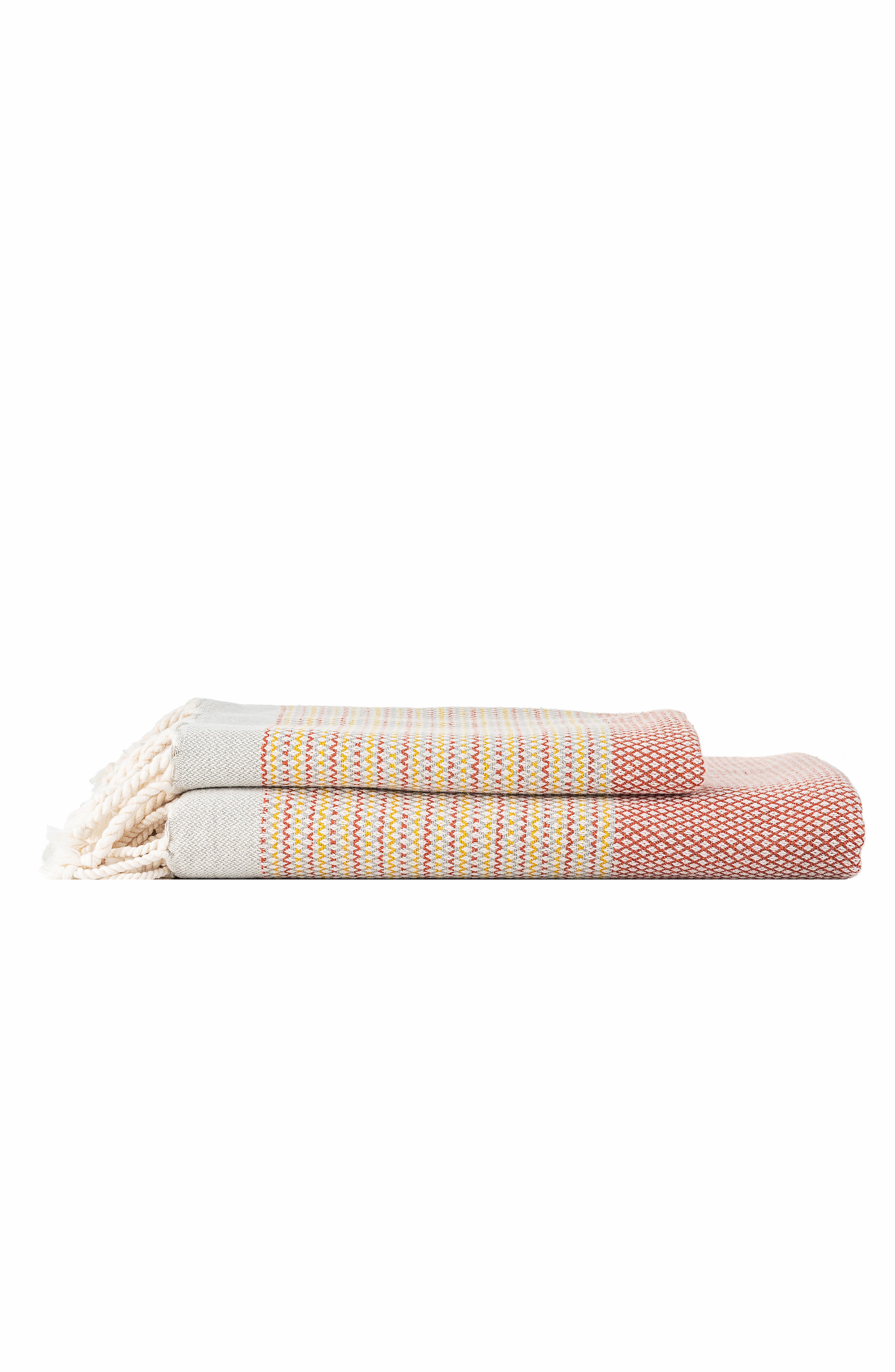 Turco Peshtemal and Hand Towel Set %100 Turkish Cotton - Red