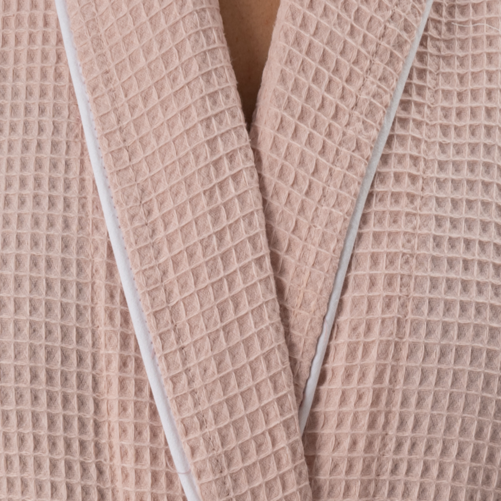 Naturelia  Turkish Cotton Blend Waffle Bathrobe 2-Piece Set with Hair Towel – Blush Pink