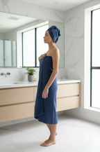 Arven Muslin Turkish Cotton 2-Piece Blue Towel Set