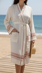 Tuluna Collection Turkish Cotton Peshtemal Bathrobe 100% Cotton - Terracotta